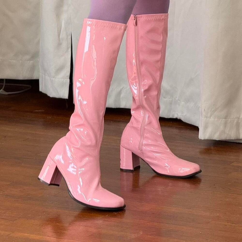 𓆩♡𓆪 Zig Zag Goods Pink Patent Go-Go Boots 𓆩♡𓆪